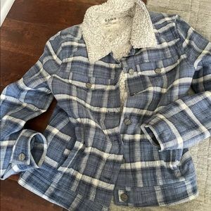 Dylan plaid sherpa jacket shacket sz XS